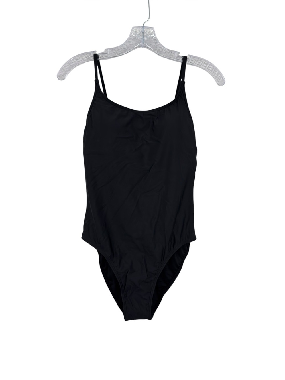 Quince Italian Cami One Piece Scoop Neckline Swimsuit Size Small Black